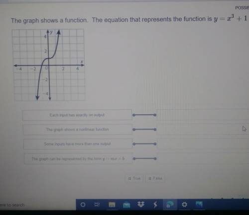 Help Me ASAP! The graph shows a function. The equation that represents the function is y=x3+1.​