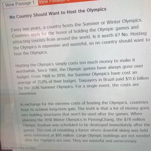 The passage presents two arguments, for and against hosting the Olympics. Write a response analyzin
