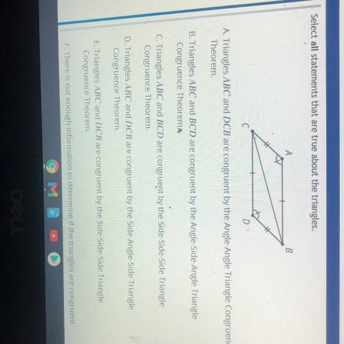 HELP HELP!! Select all statements that are true about the triangles.

completed: 0
eted: 0/9
A
B
o