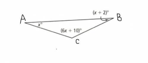 3. Triangle ABC has angle measures as shown. complete sentences

(a) What is the value of x? Compl