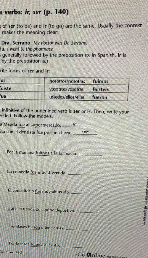 Easy Spanish homeworkIrregular pretrrite verbs: it, ser ​