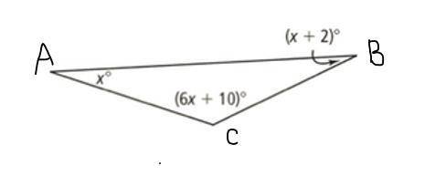 ASAP. Triangle ABC has angle measures as shown. complete sentences

(a) What is the value of x? Co