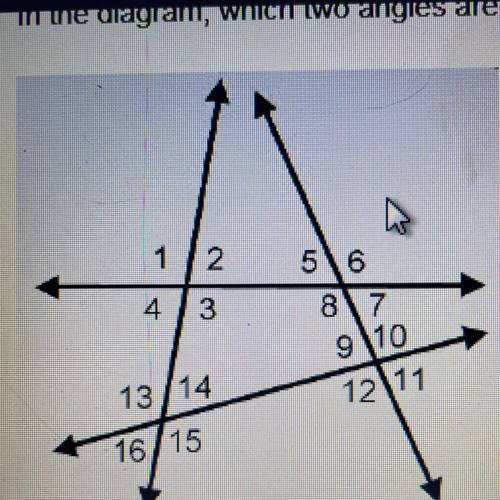 In the diagram, which two angles are alternate interior angles with angle 14?

O24 and 12
O23 and