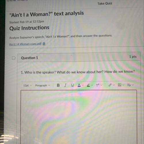 Ain't i a woman quiz, what is the answer?