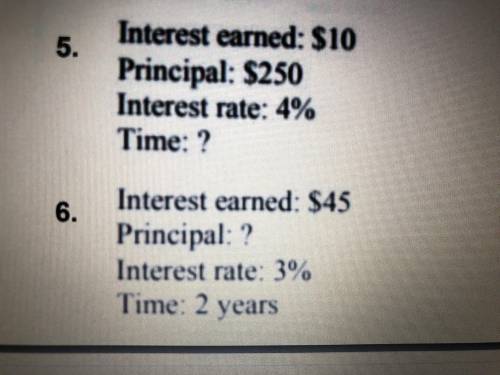 I need help with number 5, and 6. 
Please and thank you.