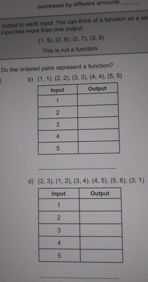 7) b) (1, 1), (2, 2), (3, 3), (4,4), (5,5) Input Output 1 2 3 4 5​