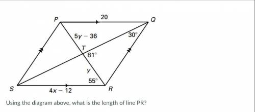 Using the diagram below, what is the length of PR (Please answer within 10 min it's on a time limit