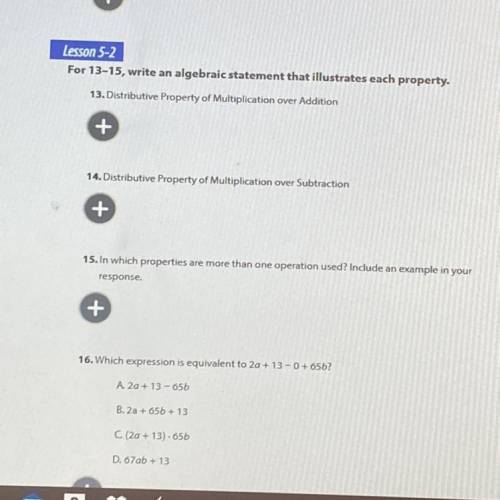 Can someone please help me with this it’s urgent 13-16 please I’ll mark brainliest