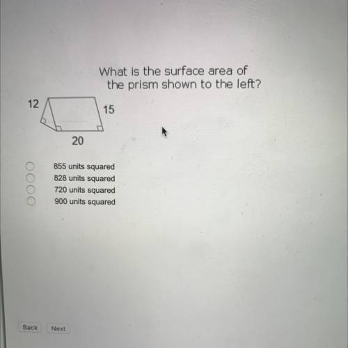 What is the surface area of
the prism shown to the left ?
