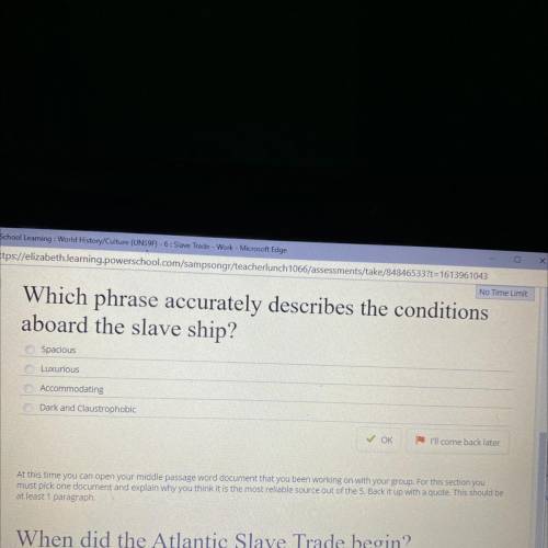 Which phrase accurately describes the conditions aboard the slave ship? HELP!!! PLEASE