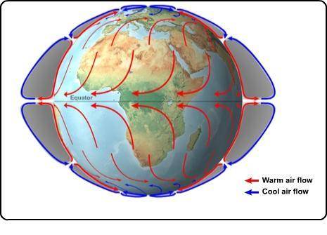 Based on this image, what is responsible for the pattern of ocean currents?

differences in water
