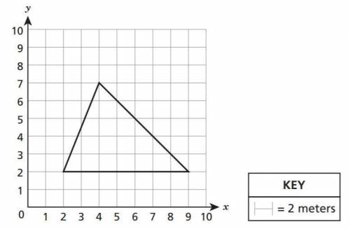 The scale drawing of a field in the shape of a triangle is shown below. What is the actual area in