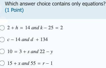Which answer choice contains only equations?