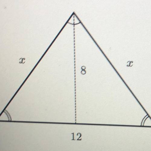 HELP!! Find the value of x in the isosceles triangle shown below.