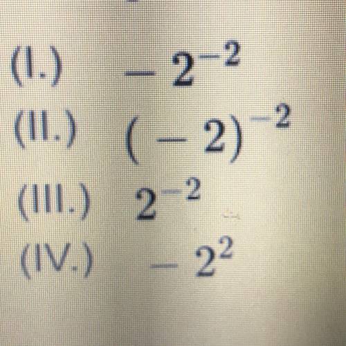 3) Which of the expressions shown below has a value of 1/4?
 

A) lll only
B)l,ll, and lll only
C)l