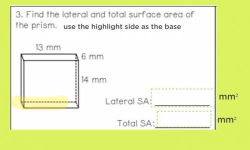 Find the lateral and the total surface area