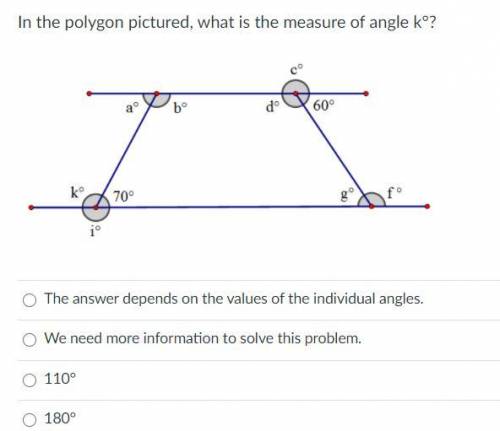 N the polygon pictured, what is the measure of angle k°?