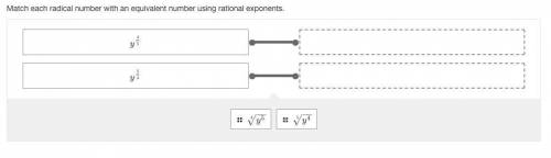 Match each radical number with an equivalent number using rational exponents.