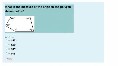 What is the measure of the angle in the polygon shown below?