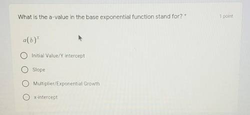 What is the a-value in the base exponential function stand for?​