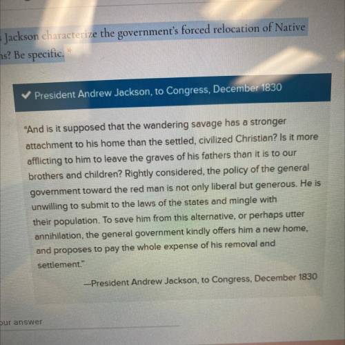 How does Jackson characterize the government's forced relocation of Native Americans?
