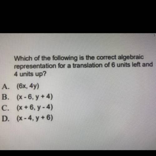 Which of the following is the correct algebraic representation for a translation 8 units right and