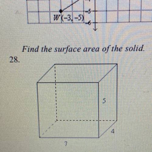 Find the surface area of the solid.
28.