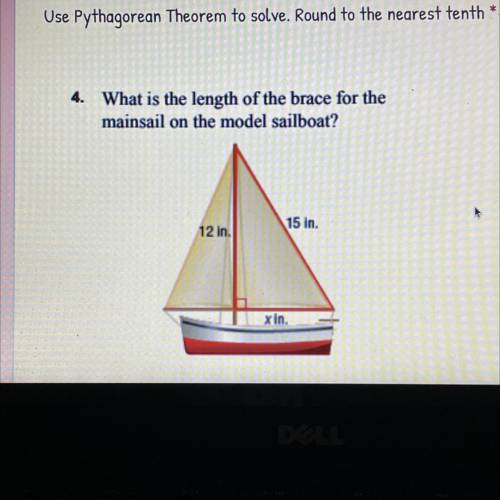 NEED HELP ASAP!!

Use Pythagorean Theorem to solve. Round to the nearest tenth *
4.
What is the le