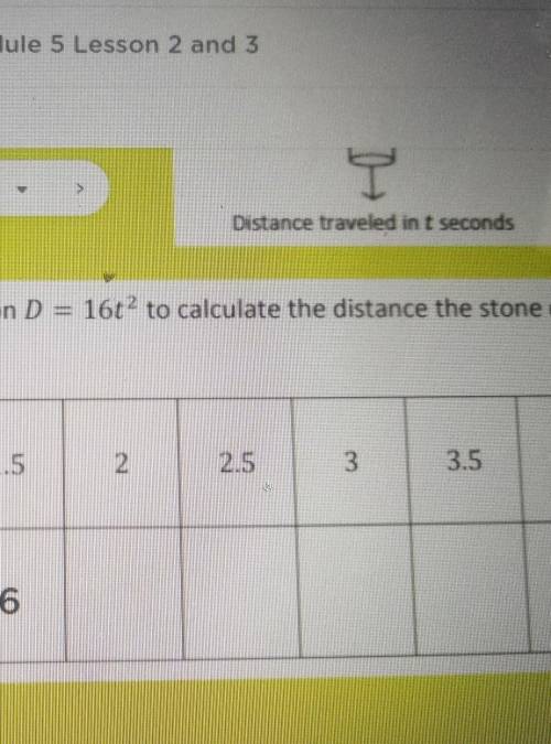 Distance Traveled in t seconds 1. Let D be the distance traveled in time t.: Use the equation D = 1