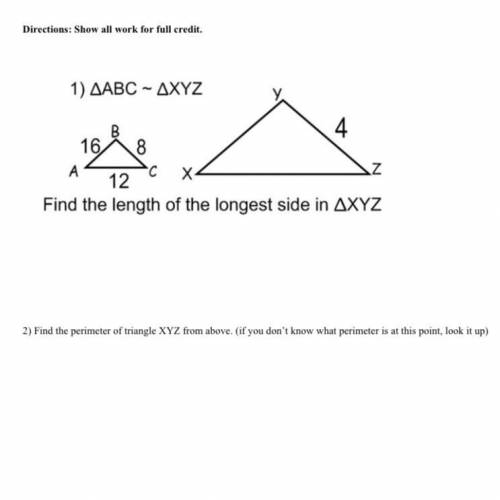 Find the length of the longest side in XYZ and find the perimeter of triangle XYZ