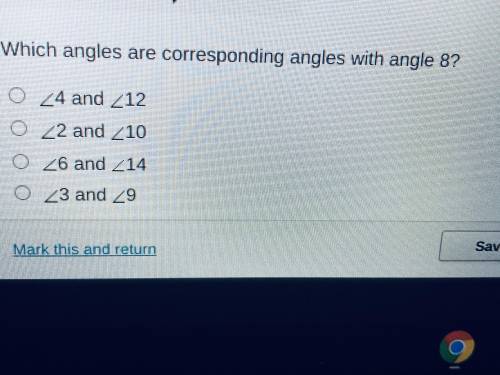 Which angles are corresponding angles with angle 8