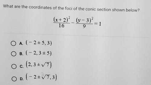 What are the coordinates of the foci of the conic section shown below? ​