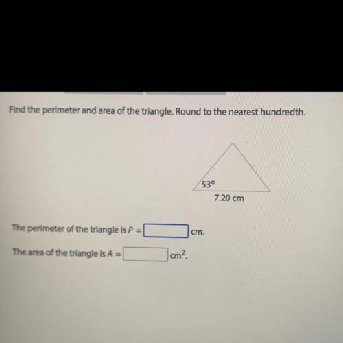 Find the perimeter and area of the triangle. Round to the nearest hundredth