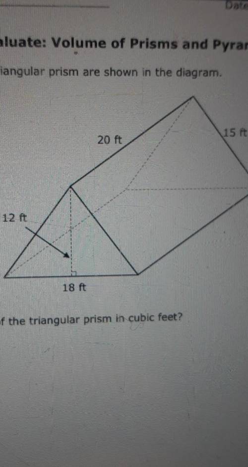 How do you find the volume of this triangular prism?​