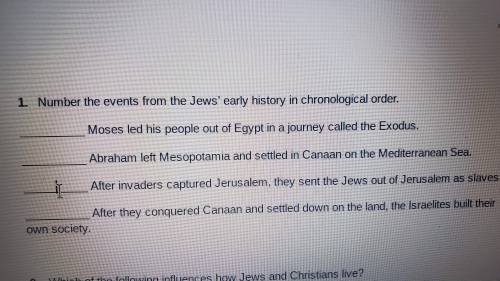 Number the events from the Jews early history in chronological order