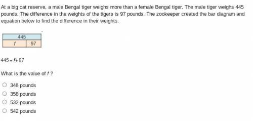 At a big cat reserve, a male Bengal tiger weighs more than a female Bengal tiger. The male tiger we