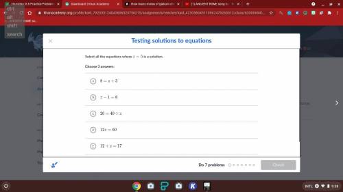Select all the equations where z=5 is a solution.