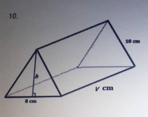 The base of a triangle prism shown is an isosceles triangle having a height of H cm, and an area of