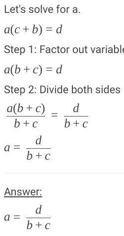 QUICK Solve for c. a(c + b)=d