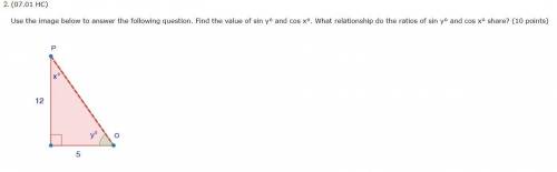 Use the image below to answer the following question. Find the value of sin y° and cos x°. What rel