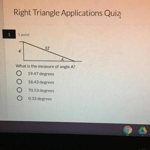 Will give brainlest 
What is the measure of angle A?
