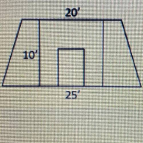 The front wall of the storage shed is in the shape of a trapezoid. The bottom measures 25 ft, the t