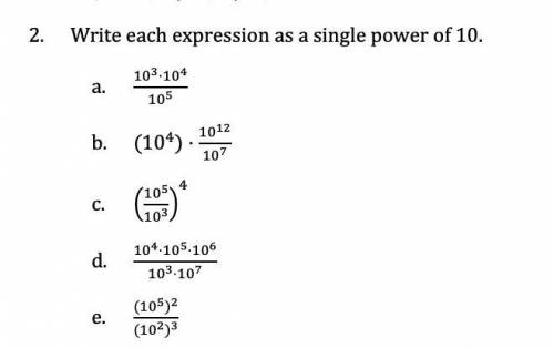 Find the single power of 10 for these equation