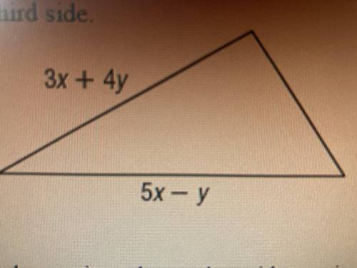 The measure of two side of a triangle are given. If p is the perimeter and p=18x+9y find the measur