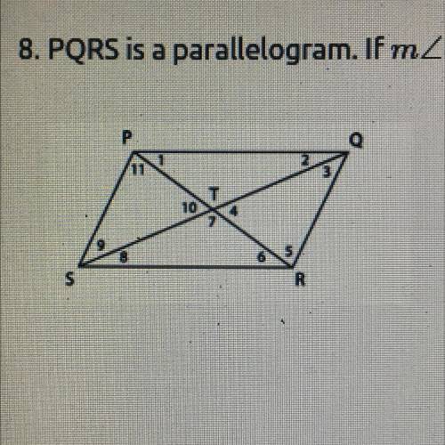 PQRS is a parallelogram measure angle 5 equals 68 and measure angle PSR equals 71 what is measure a