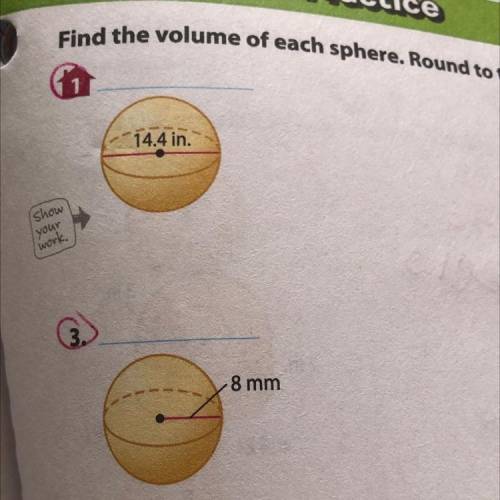 Find the volume of each sphere. Round to the nearest tenth