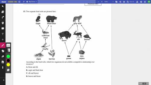 PLEASE HELP MEE

According to the food webs, which two organisms do not exhibit a competitive rela