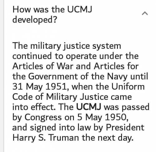 When and how was the UCMJ developed?