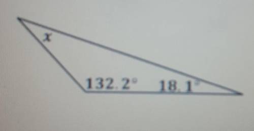In the triangle shown below, what is the measure of x in degrees?​