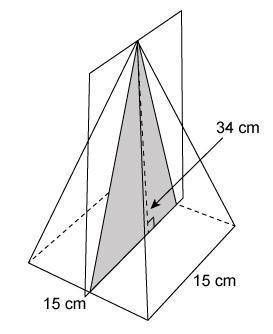 PLEASE HURRY

A slice is made perpendicular to the base of a right rectangular pyramid through the